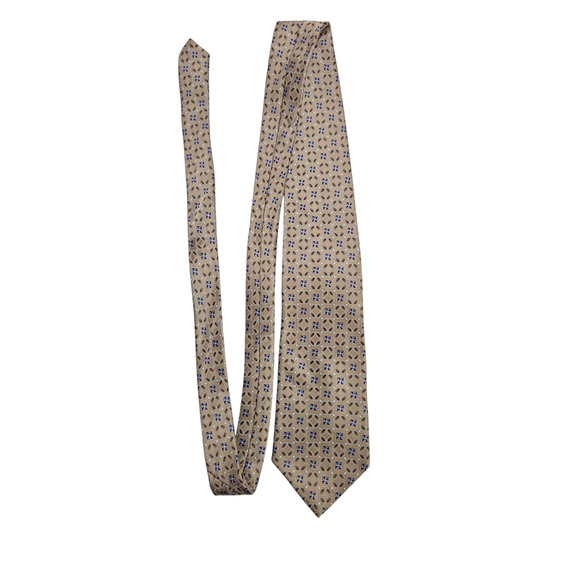 Arrow 1851 Silk Tie Brown Blue Geometric Pattern 3.75” Wide Classic Necktie USA - Picture 4 of 6